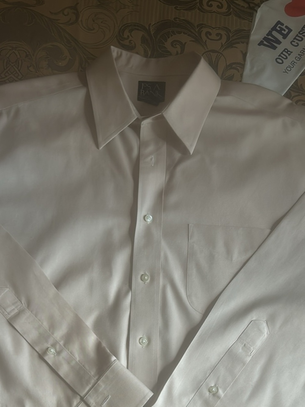 Jos. A. Bank Men's Light White Dress Shirt with Point Collar